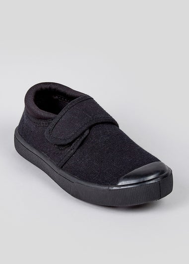 Kids Black Strap Plimsolls (Younger 7-Older 3)