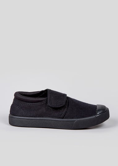 Kids Black Strap Plimsolls (Younger 7-Older 3)