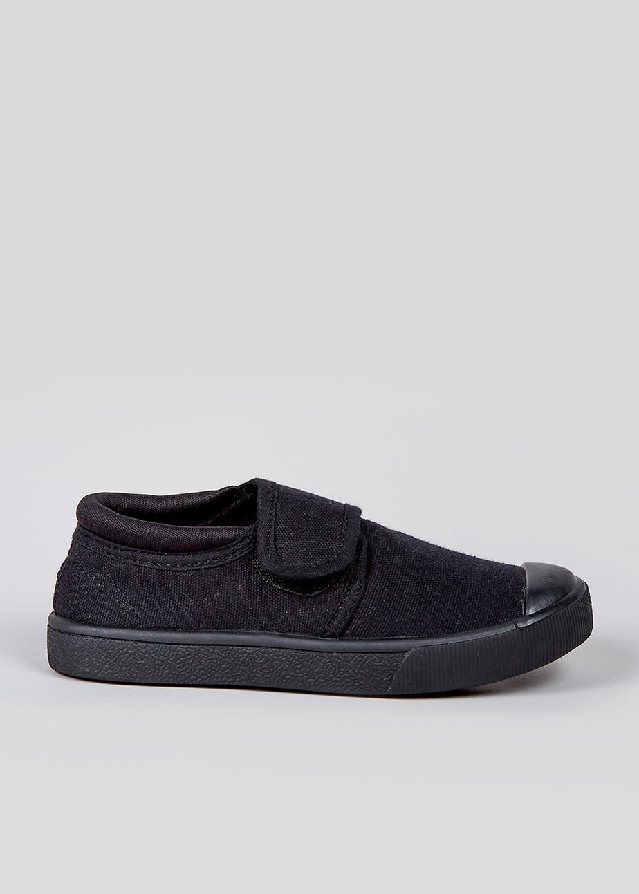 Kids Black Strap Plimsolls (Younger 7-Older 3)