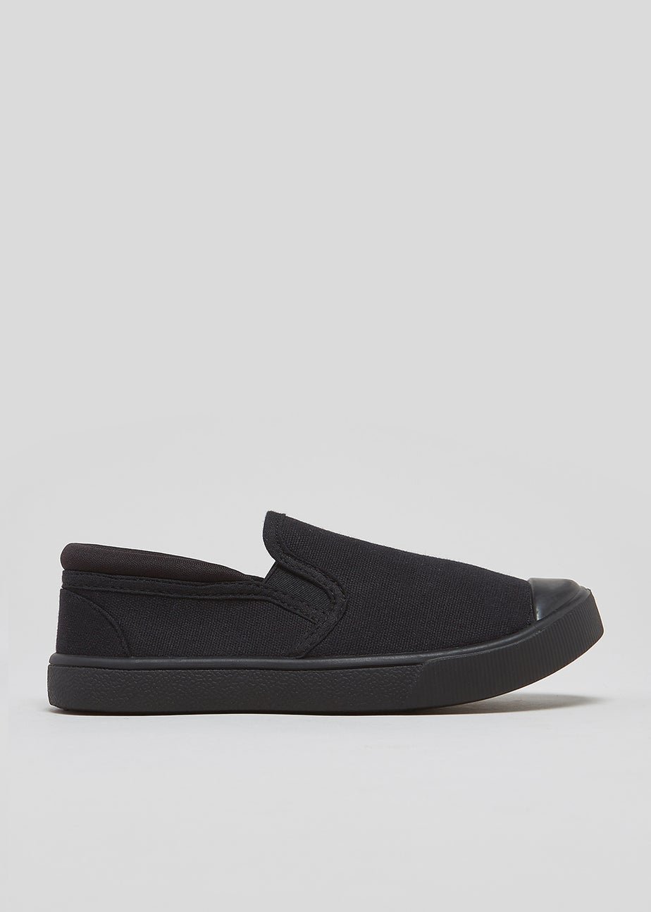 Kids Black Gusset Plimsolls (Younger 7-Older 3)