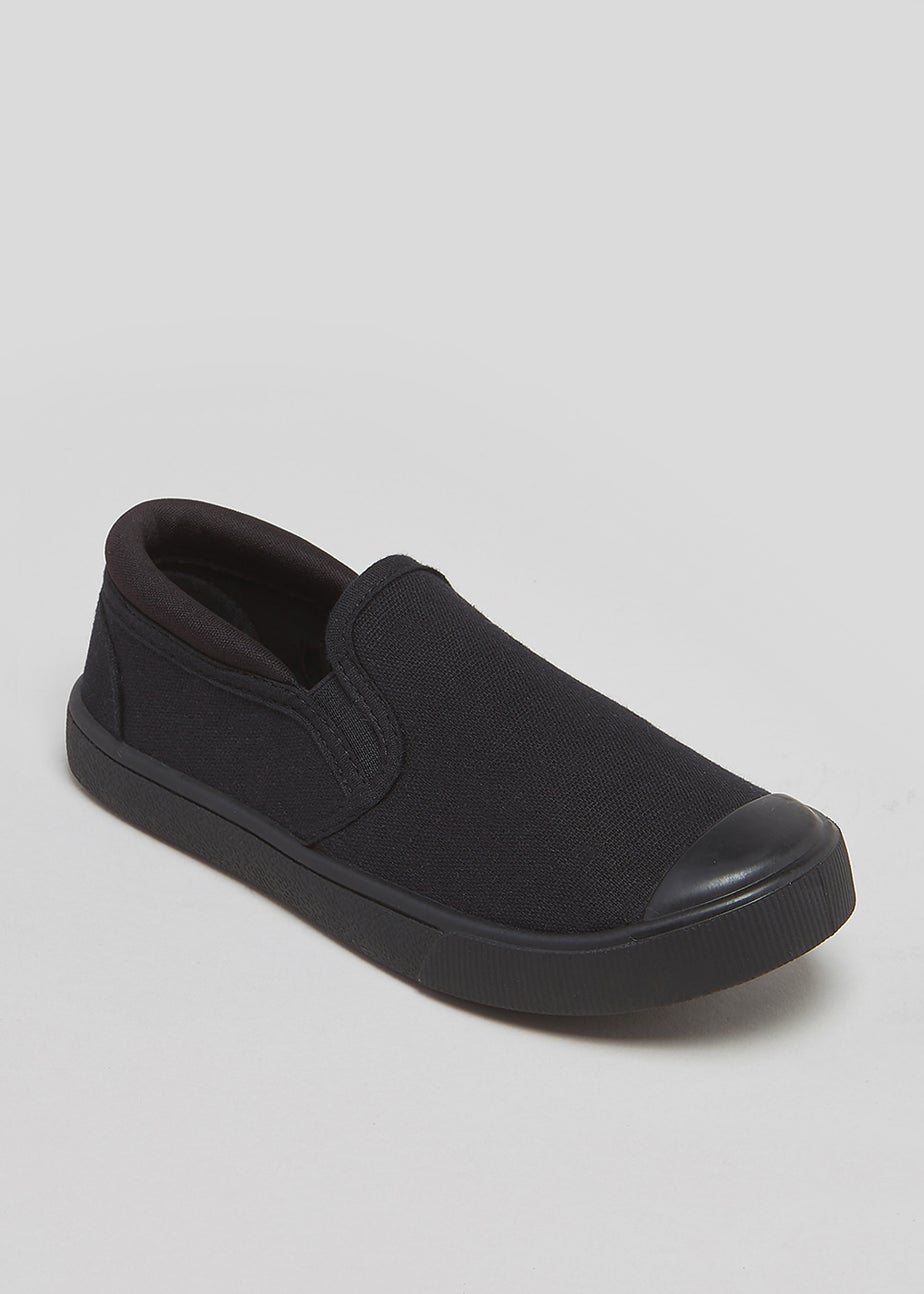 Kids Black Gusset Plimsolls (Younger 7-Older 3)