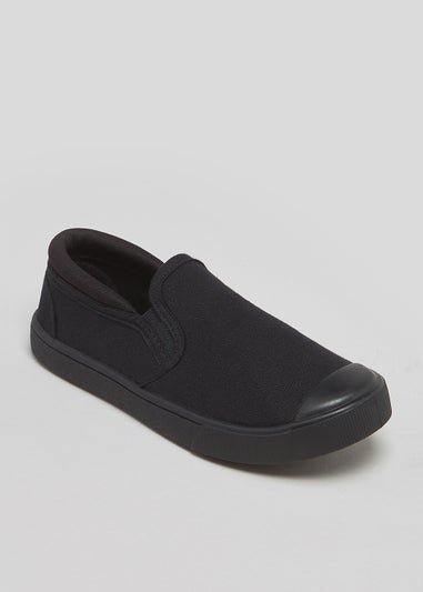 Kids Black Gusset Plimsolls (Younger 7-Older 3)