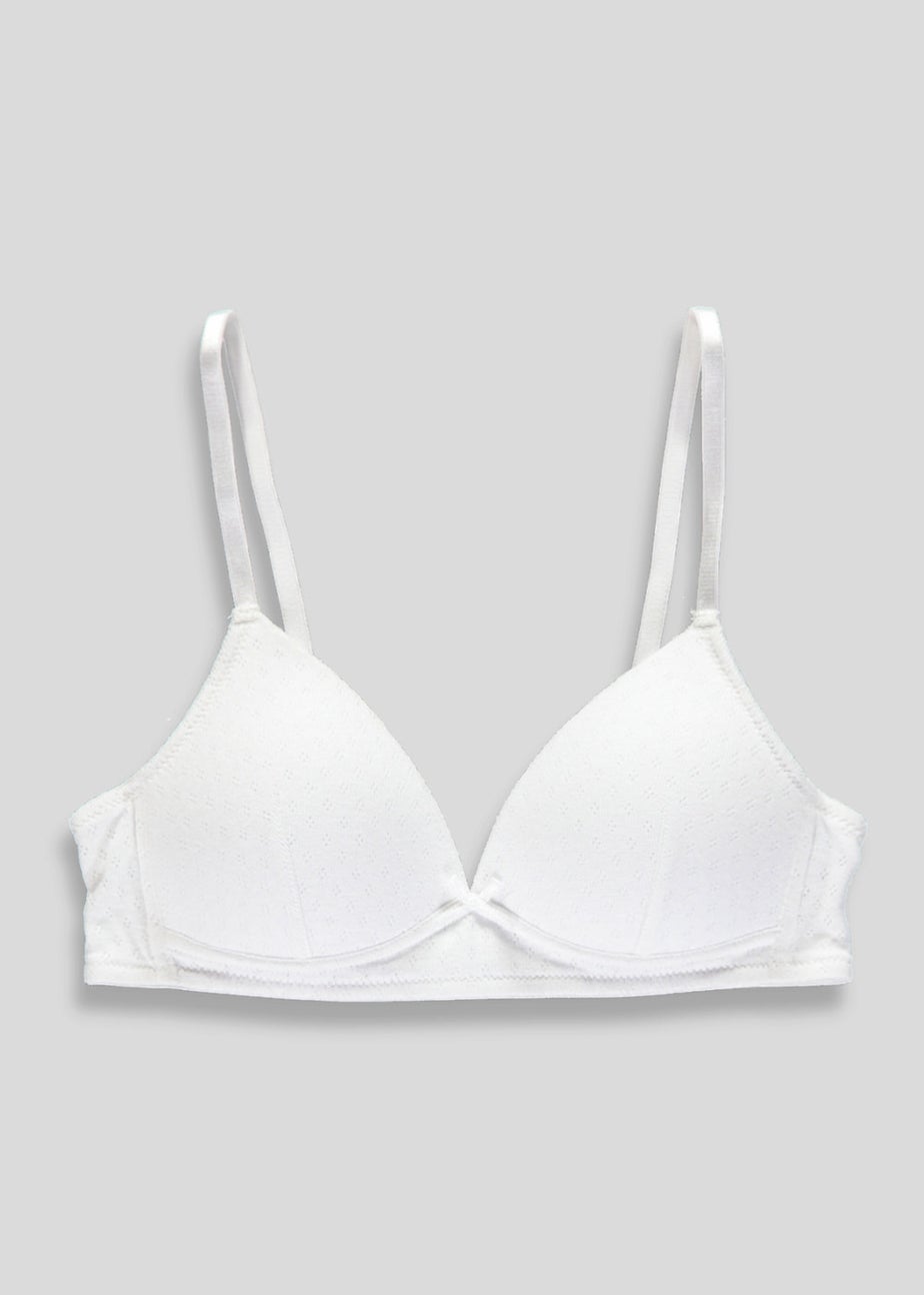 Girls White Pointelle Bra (28AA-34A)