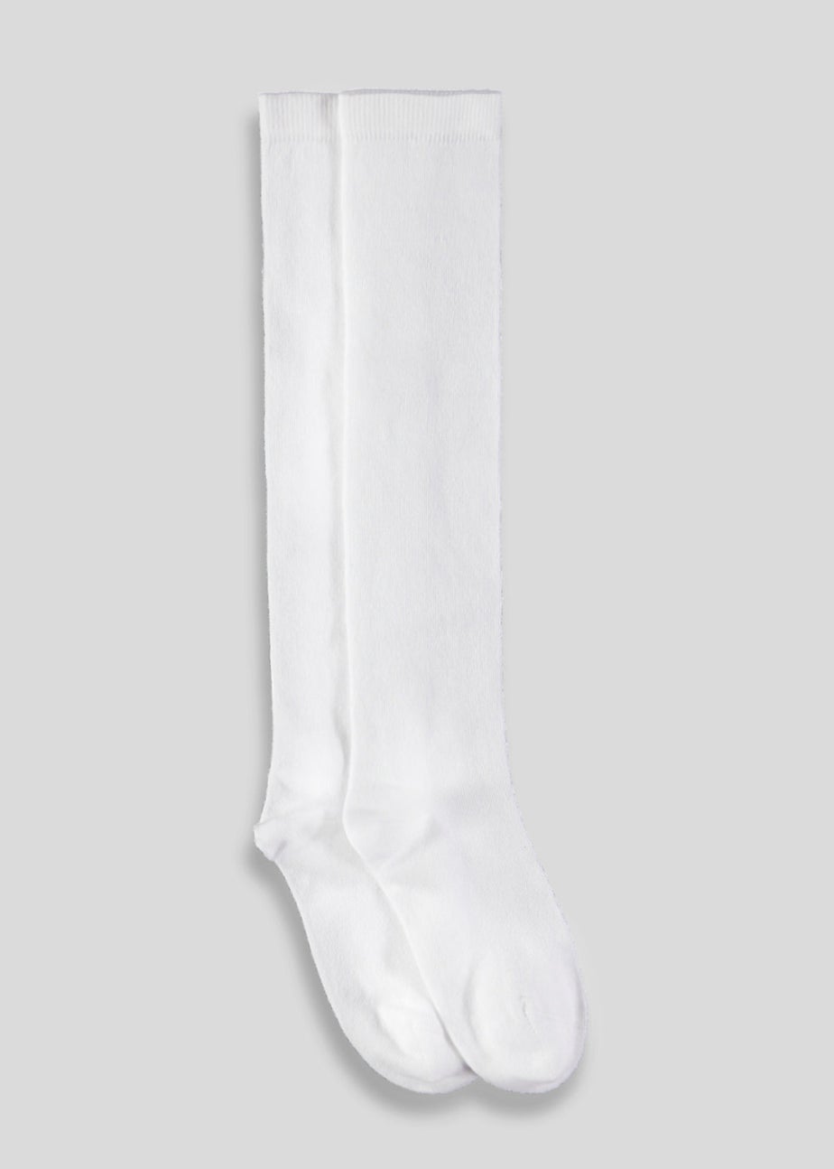 Girls 2 Pack White Over the Knee Socks (Younger 6-Older 5.5)