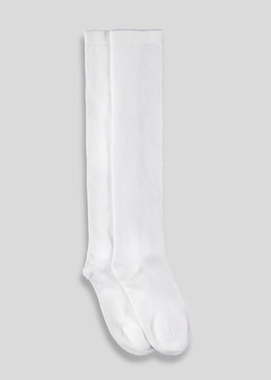 Girls 2 Pack White Over the Knee Socks (Younger 6-Older 5.5)