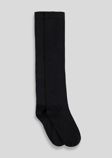 Girls 2 Pack Black Over the Knee Socks (Younger 6-Older 5.5)