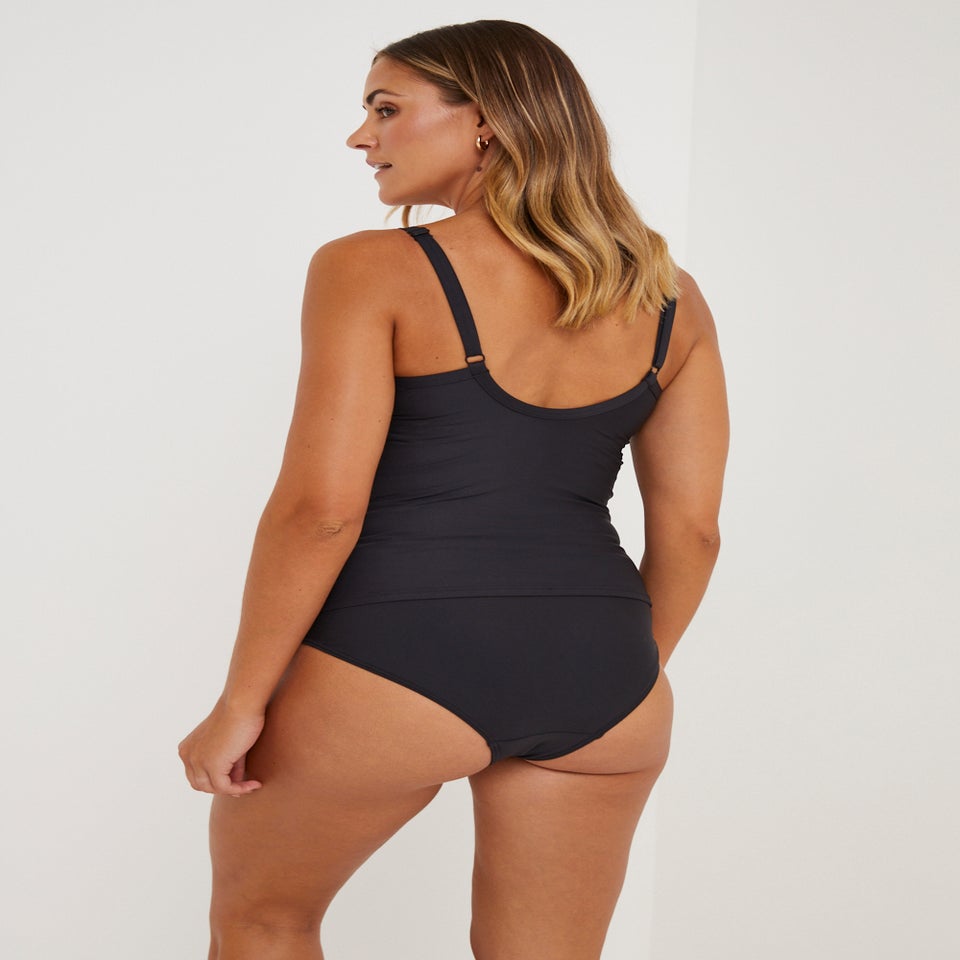 Black Tummy Control High Waisted Bikini Bottoms