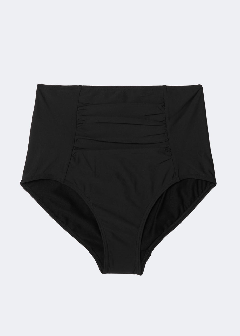 Black Tummy Control High Waisted Bikini Bottoms