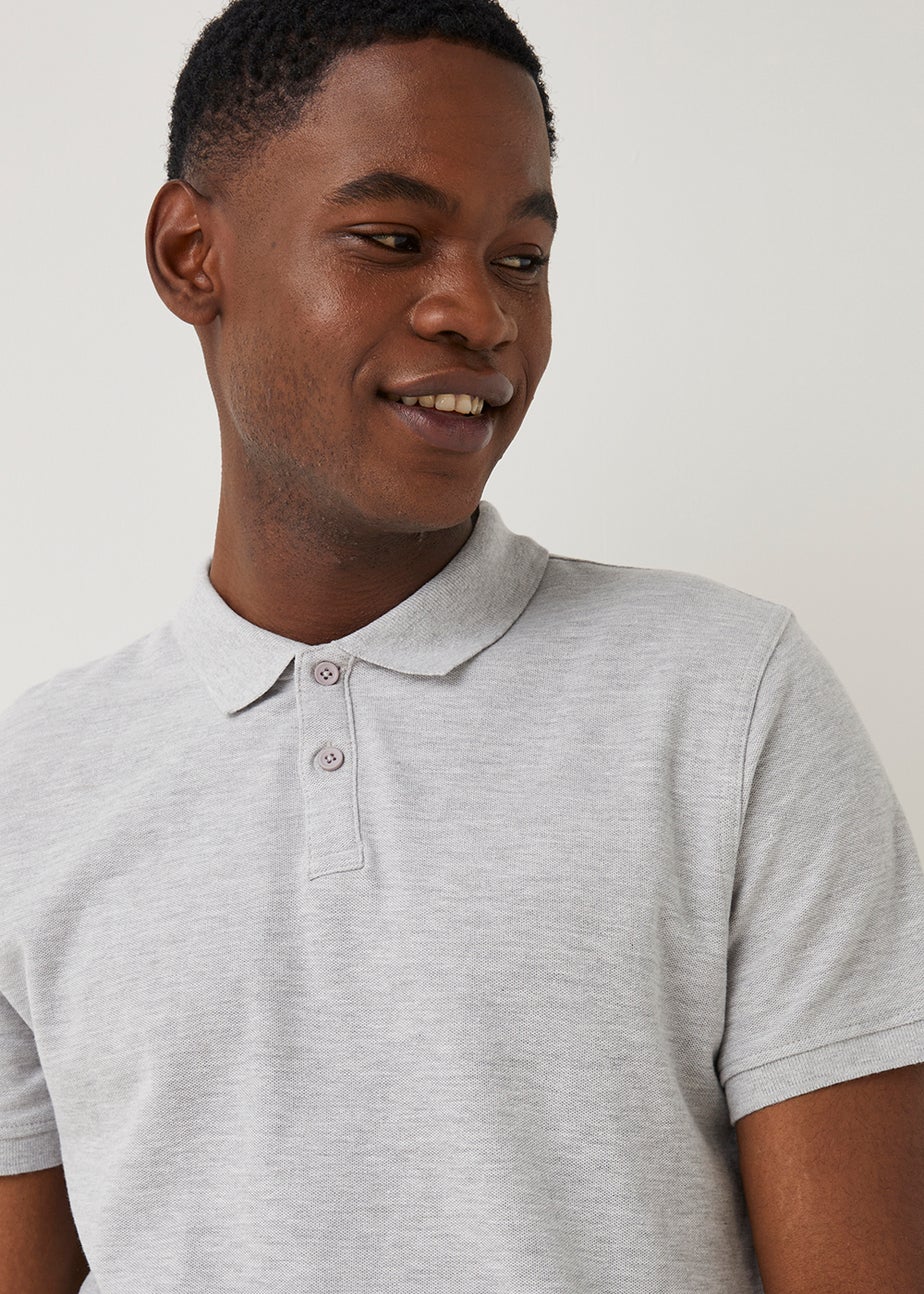 Grey Essential Pique Polo Shirt