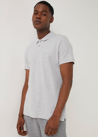Grey Essential Pique Polo Shirt