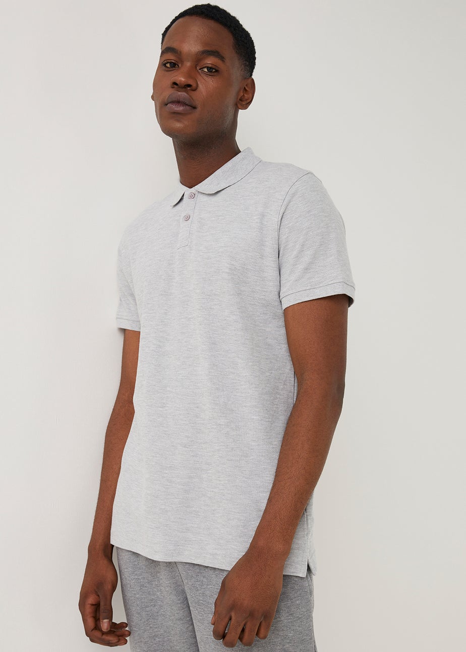 Grey Essential Pique Polo Shirt