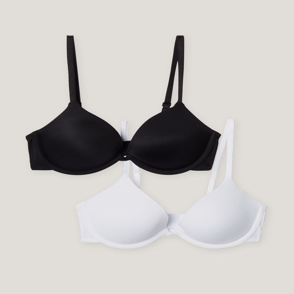 2 Pack Black & White Smooth Plunge Bras