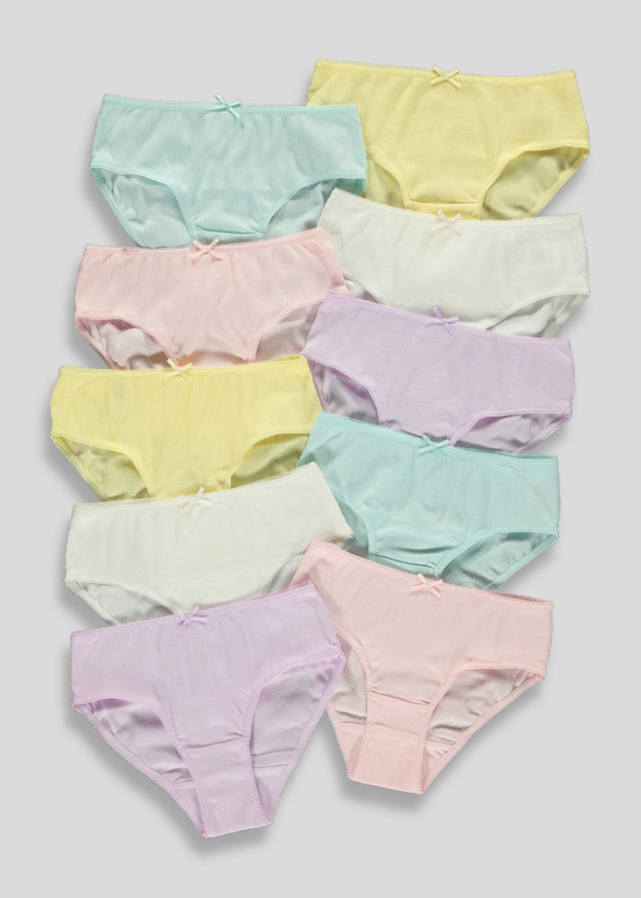 Girls 10 Pack Pastel Knickers (2-13yrs)