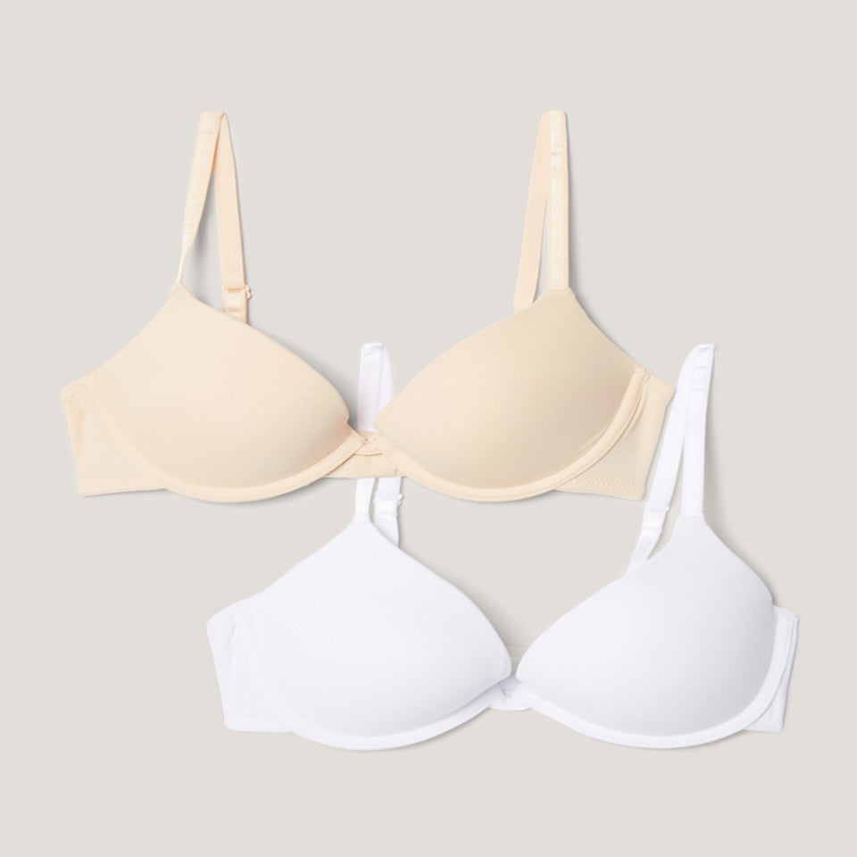 2 Pack Nude & White Smooth Plunge Bras
