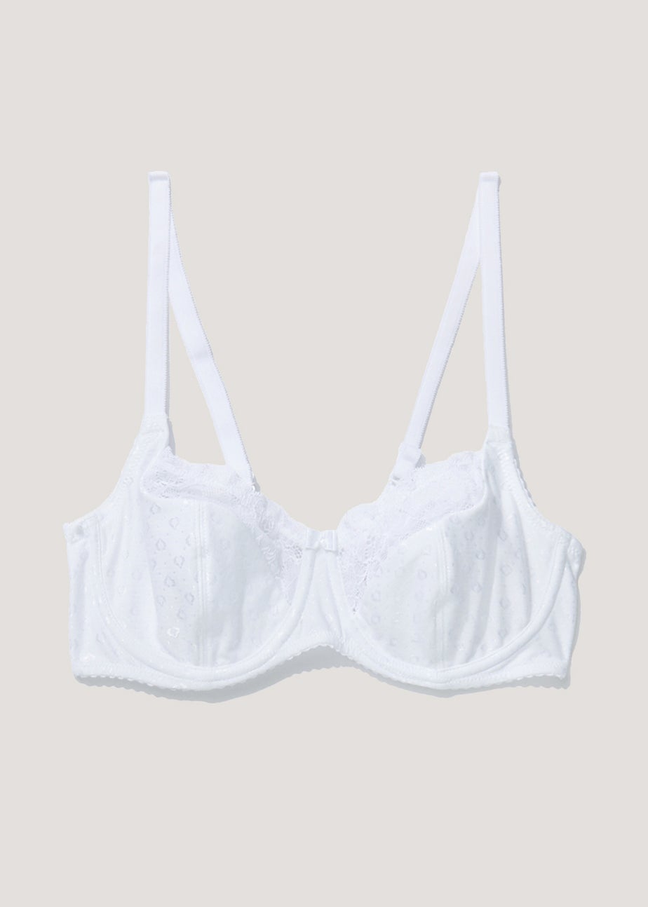 White Cotton Rich Jacquard Spot Bra