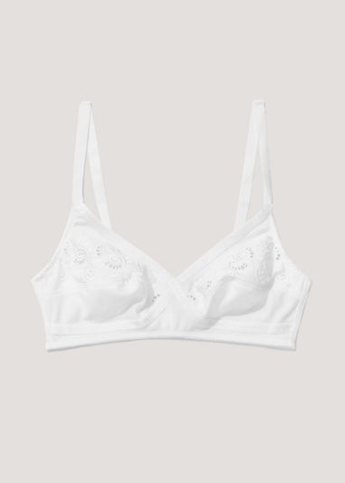 White Non Wired Broderie Cross Over Bra