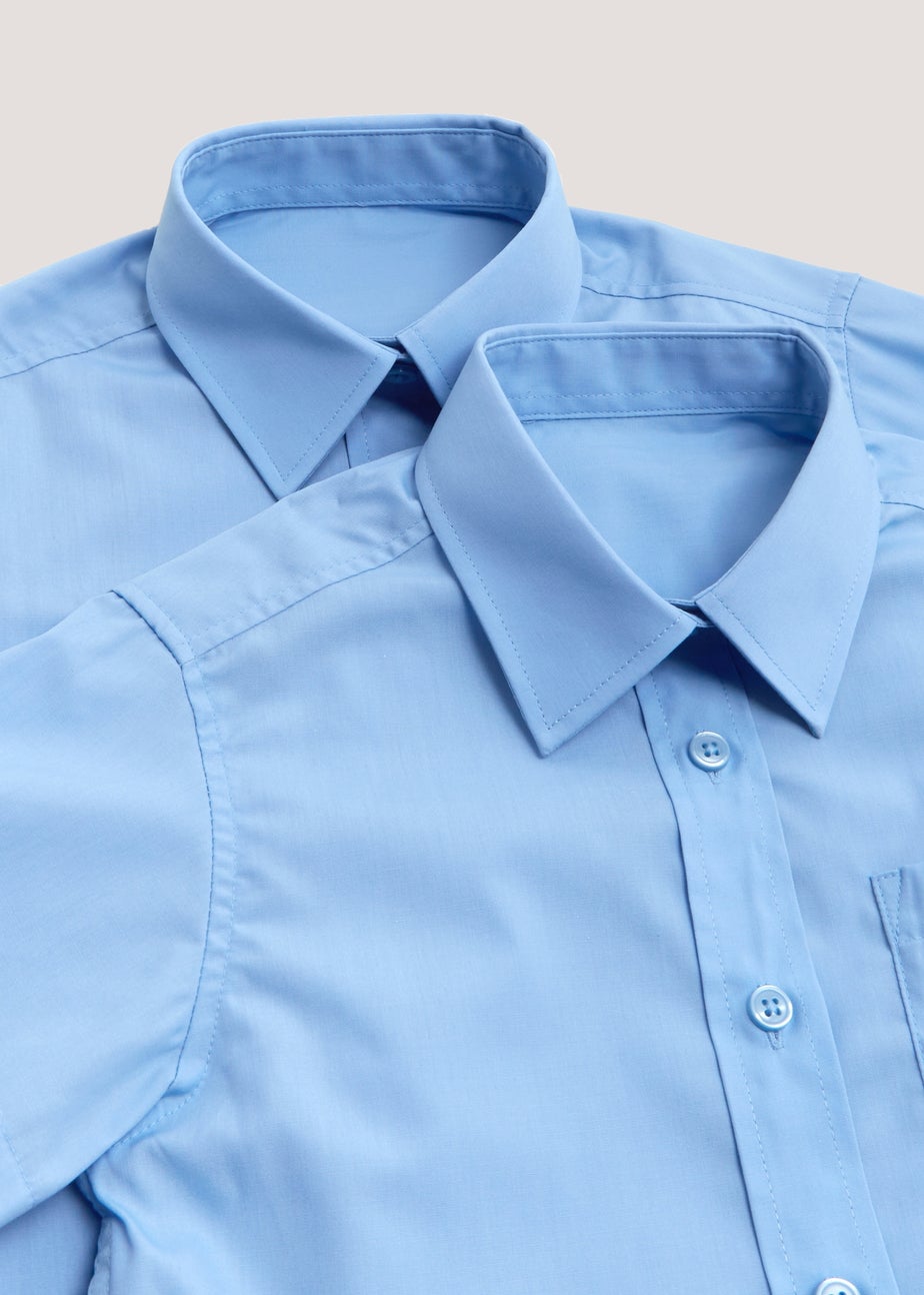 Girls 2 Pack Blue Short Sleeve School Blouses (4-16yrs)