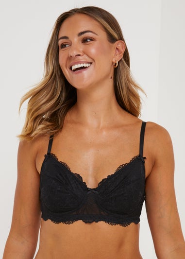 Black Post Surgery Non Wired Lace Bra