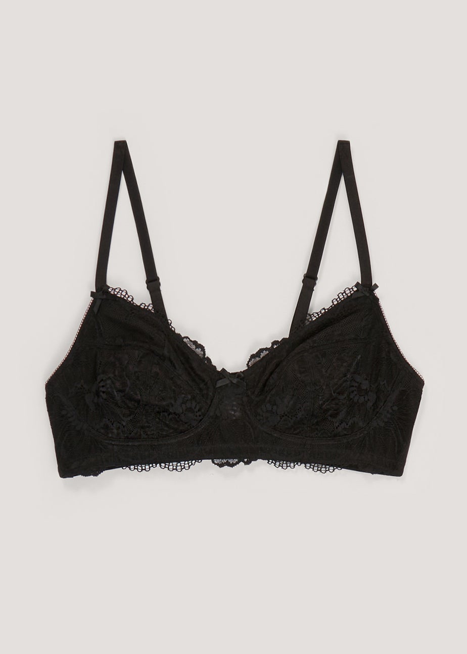 Black Post Surgery Non Wired Lace Bra