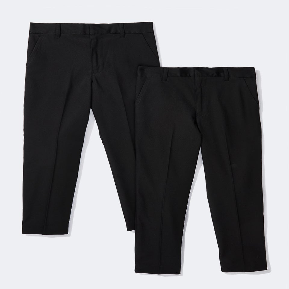 Boys 2 Pack Black Skinny Fit School Trousers (6-16yrs)