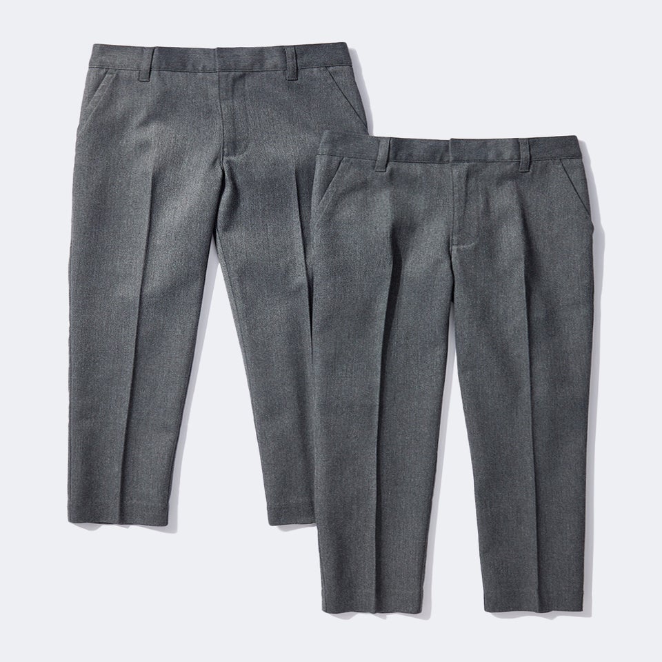 Boys 2 Pack Grey Skinny Fit School Trousers (6-13yrs)