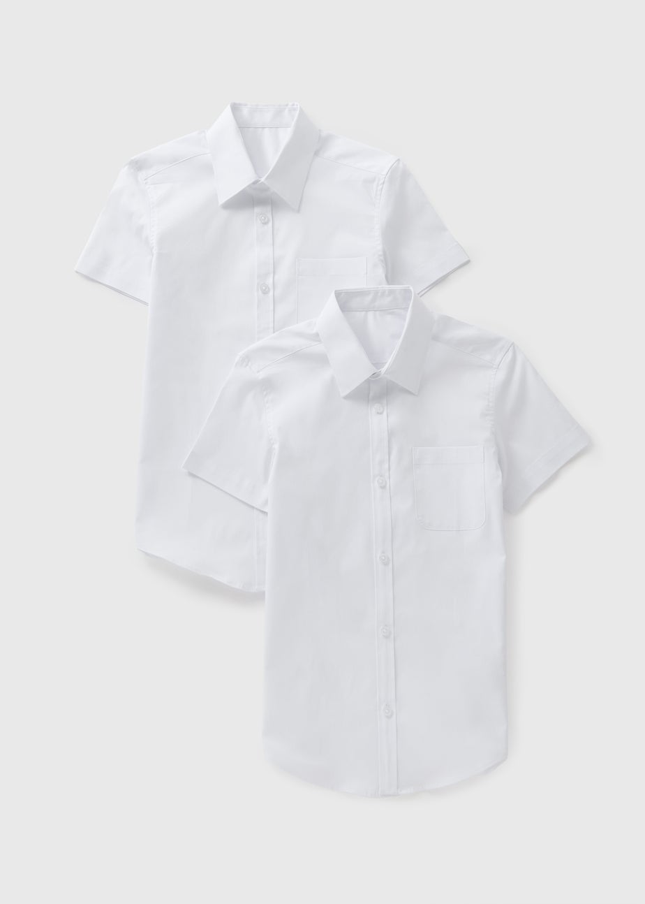 Boys 2 Pack White Short Sleeve School Blouses (8-16yrs)