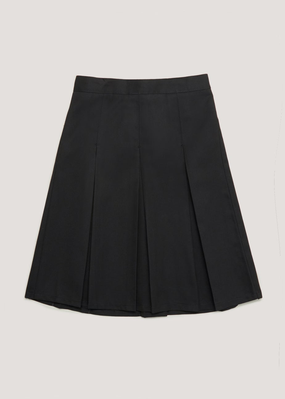 Girls Black Long Box Pleat School Skirt (6-16yrs)