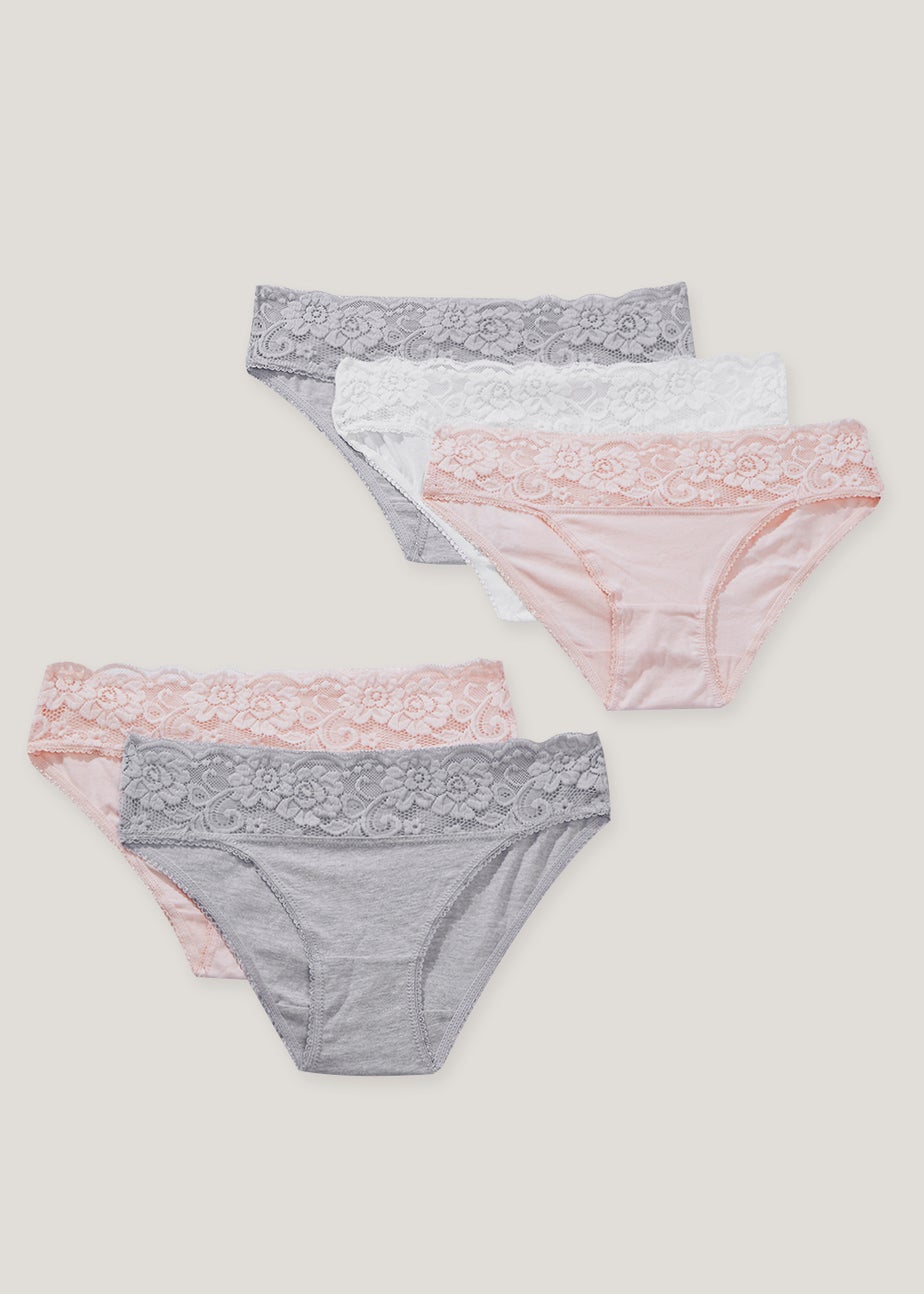 5 Pack Lace Trim Mini Knickers