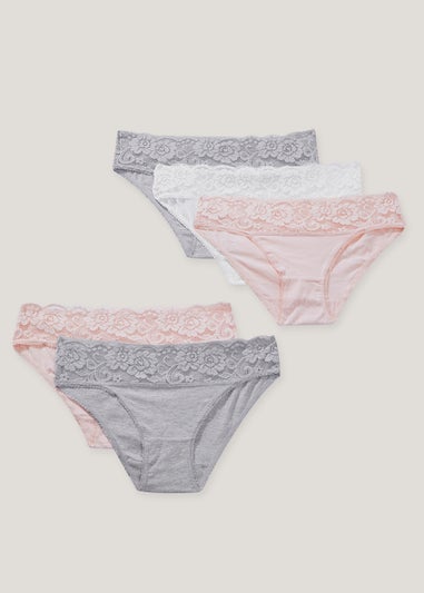 5 Pack Lace Trim Mini Knickers