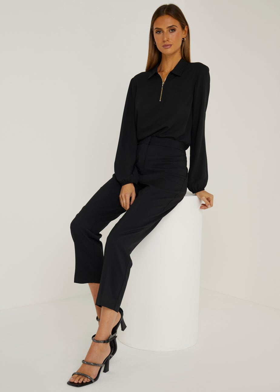 Et Vous Black Straight Fit Trousers (Short)