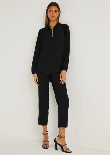 Et Vous Black Straight Fit Trousers (Short)