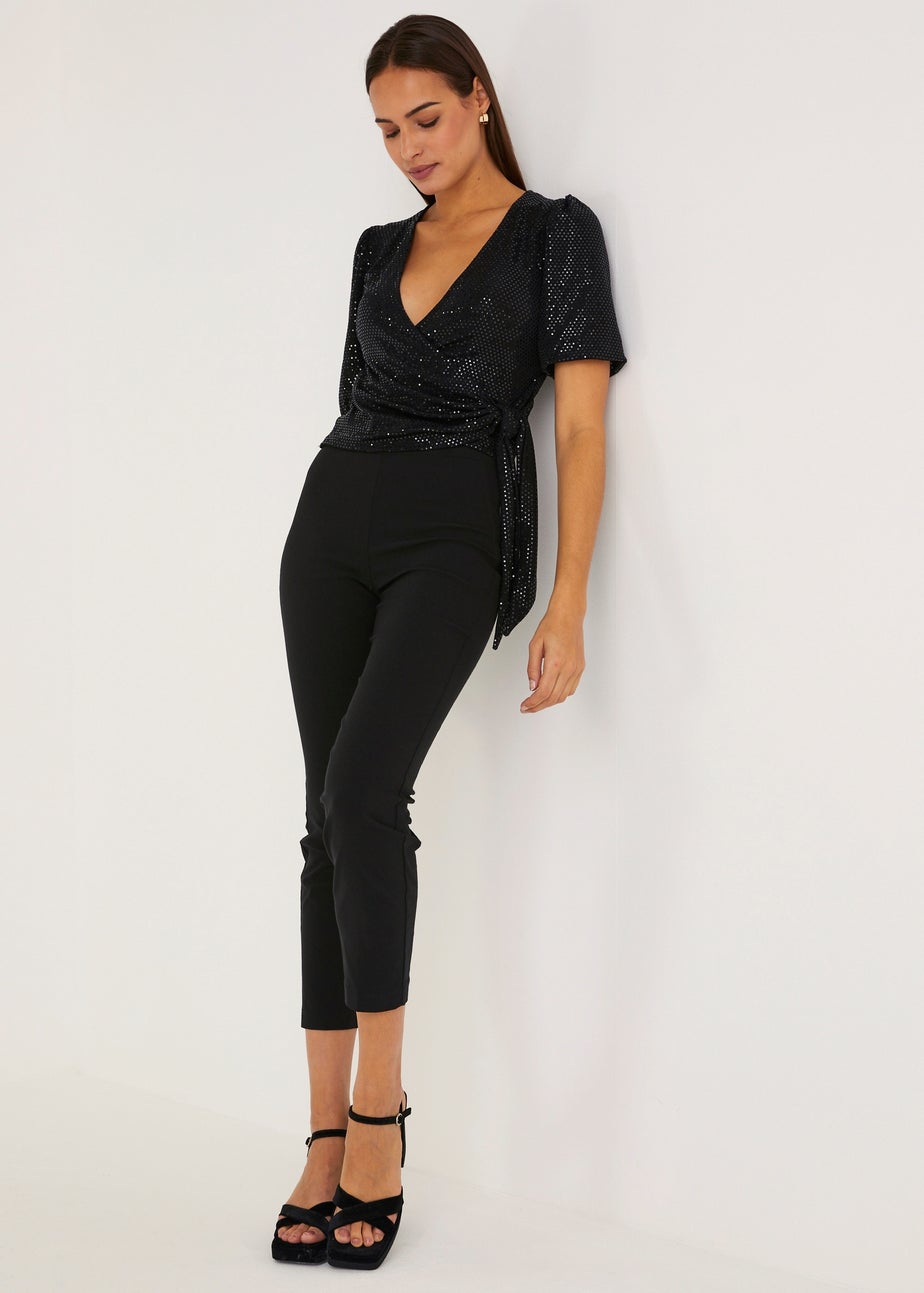 Et Vous Black Bengaline Slim Fit Ankle Grazer Trousers