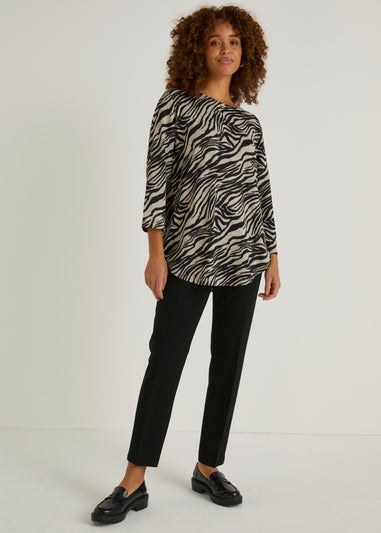 Et Vous Black Slim Fit Ankle Grazer Trousers (Long Length)