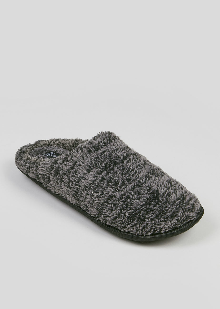 Grey Fluffy Mule Slippers
