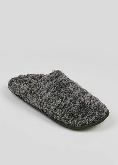 Grey Fluffy Mule Slippers