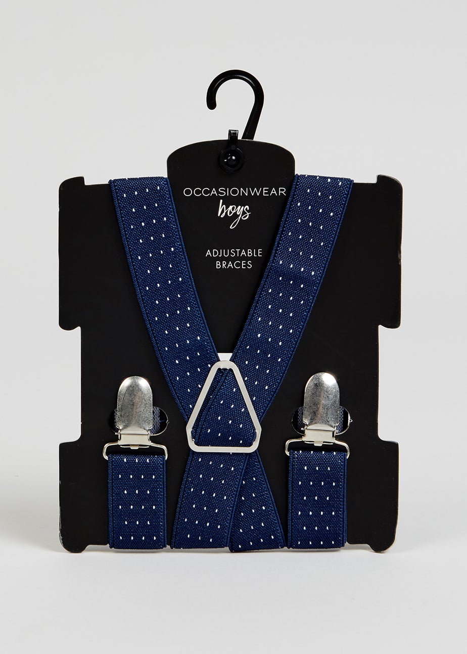Boys Navy Polka Dot Braces (3-13yrs)
