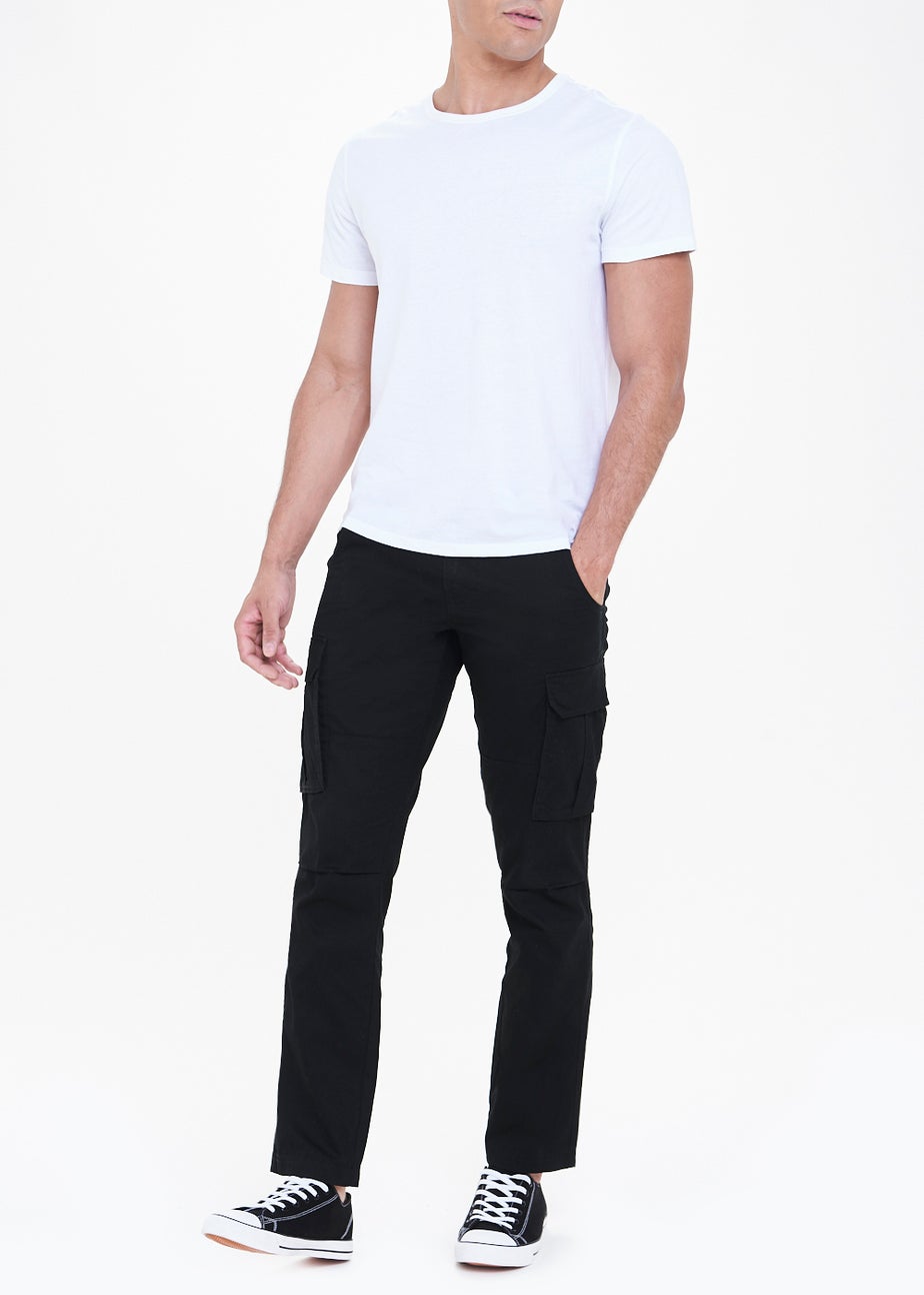 Black Slim Fit Cargo Trousers