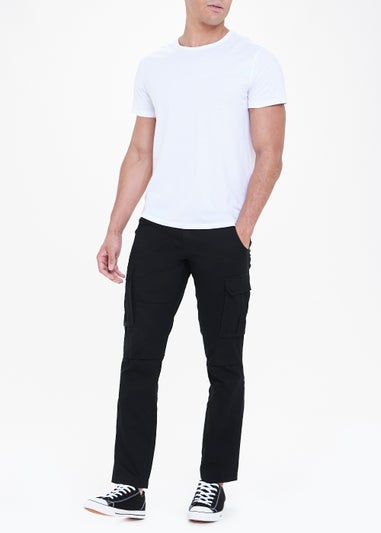 Black Slim Fit Cargo Trousers