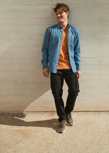 Black Slim Fit Cargo Trousers