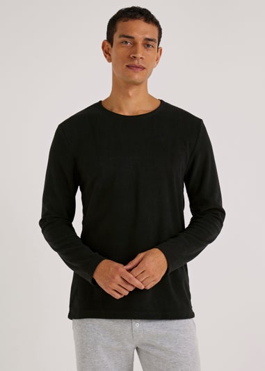 Black Long Sleeve Thermal Microfleece Top