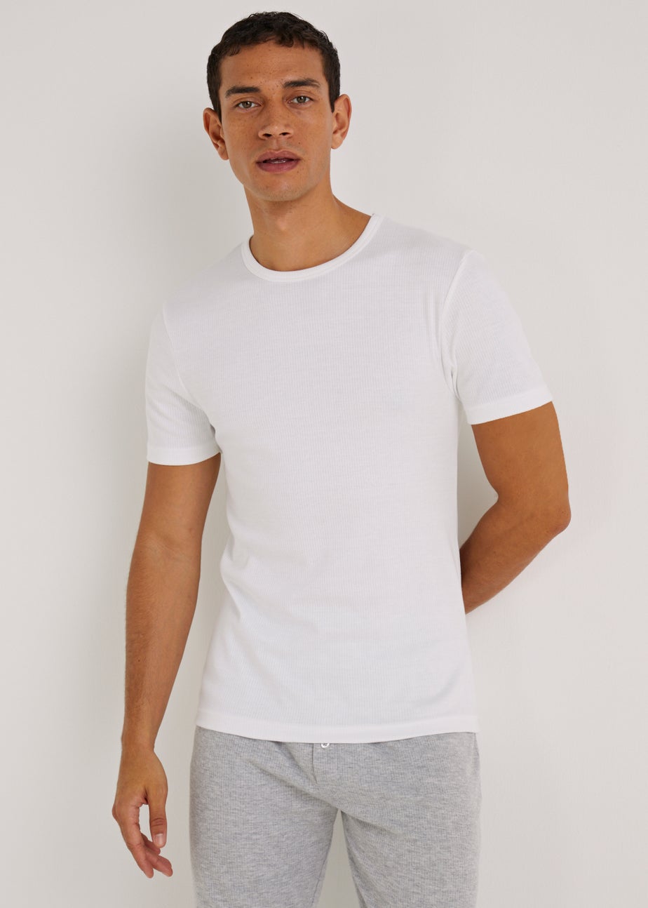 White Crew Neck Thermal T-Shirt