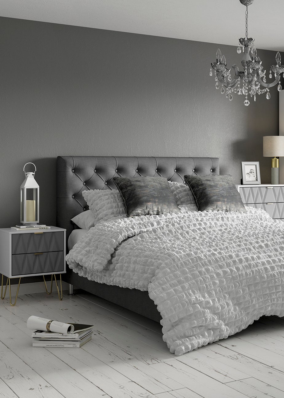 Grey Seersucker Duvet Cover
