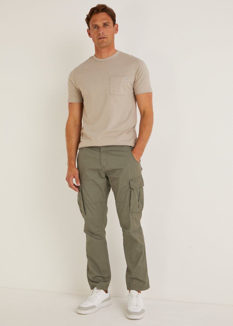 Khaki Slim Fit Cargo Trousers