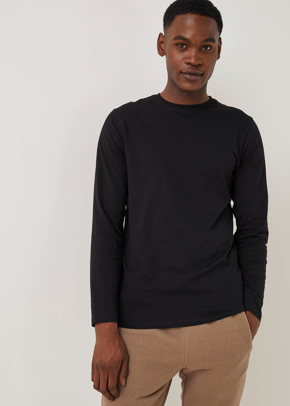 Black Essential Long Sleeve Crew Neck T-Shirt