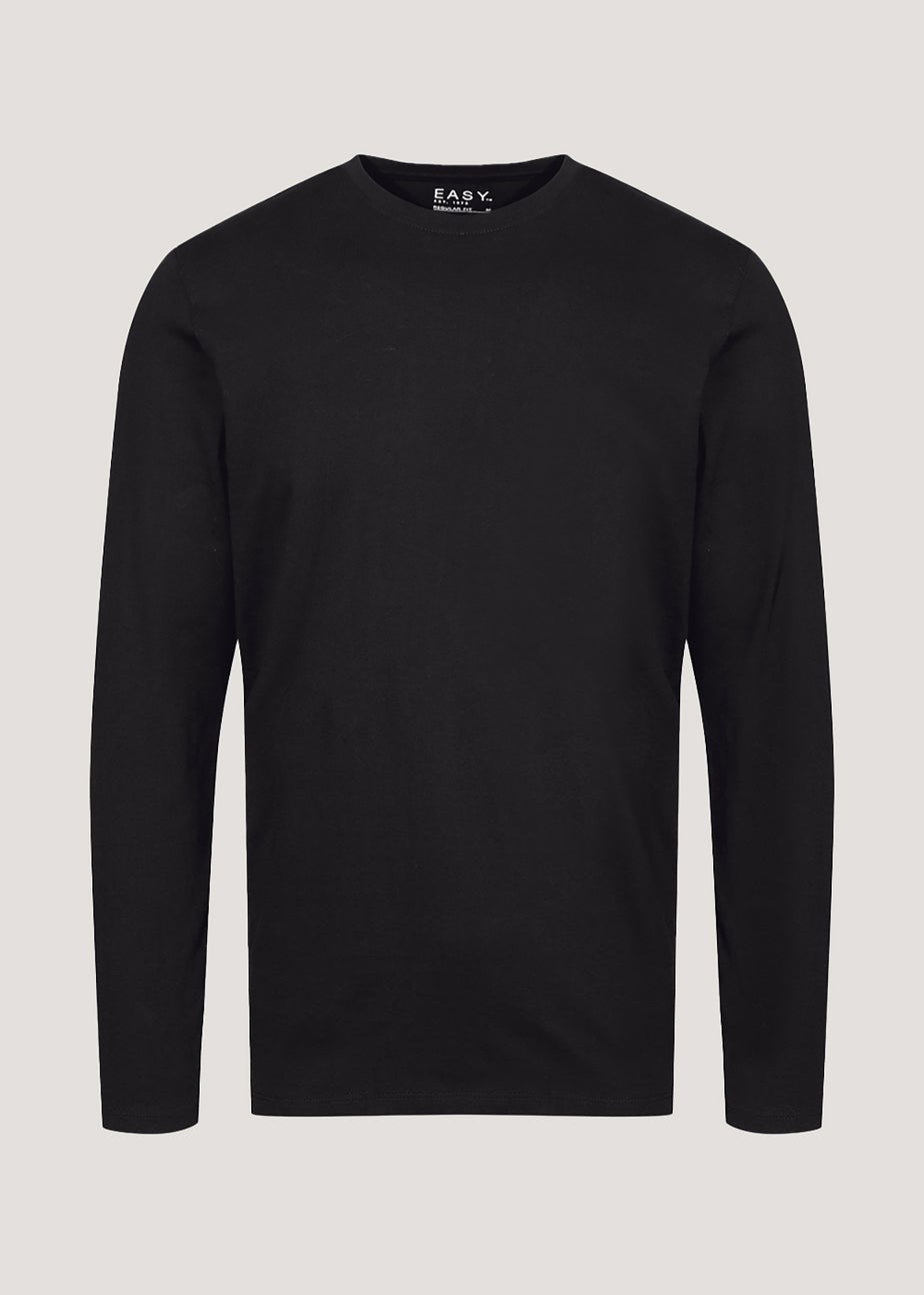 Black Essential Long Sleeve Crew Neck T-Shirt