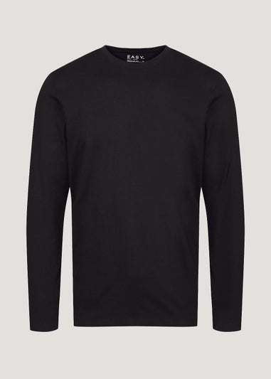 Black Essential Long Sleeve Crew Neck T-Shirt