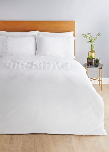 White Geo Pinsonic Duvet Cover