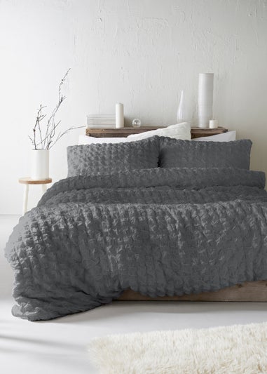 100% Cotton Charcoal Seersucker Duvet Cover