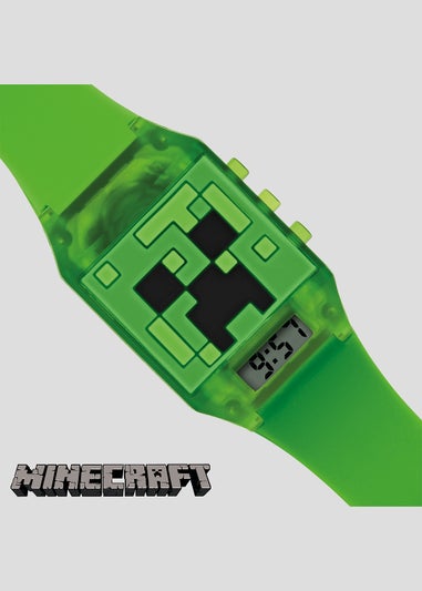 Kids Green Minecraft Light Up Digital Watch (One Size)