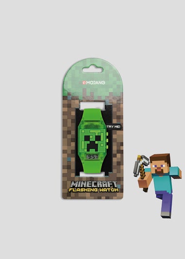 Kids Green Minecraft Light Up Digital Watch (One Size)